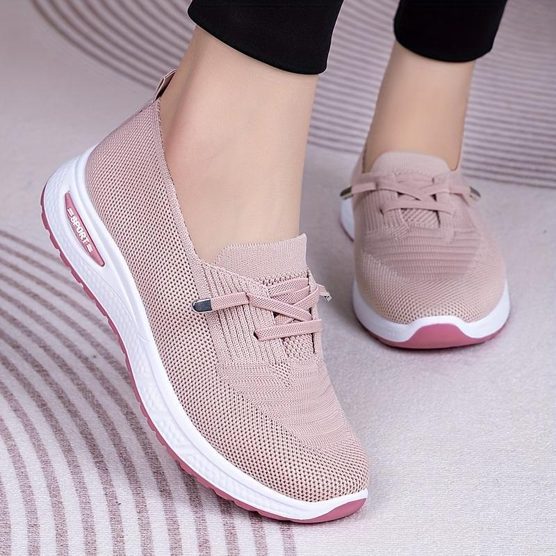 🔥Last day 49% OFF🔥-Slip On Sneakers Women Breathable Mesh Knitted Woven Low Top Walking Shoes Lightweight Wide Width Non-Slip Shoes