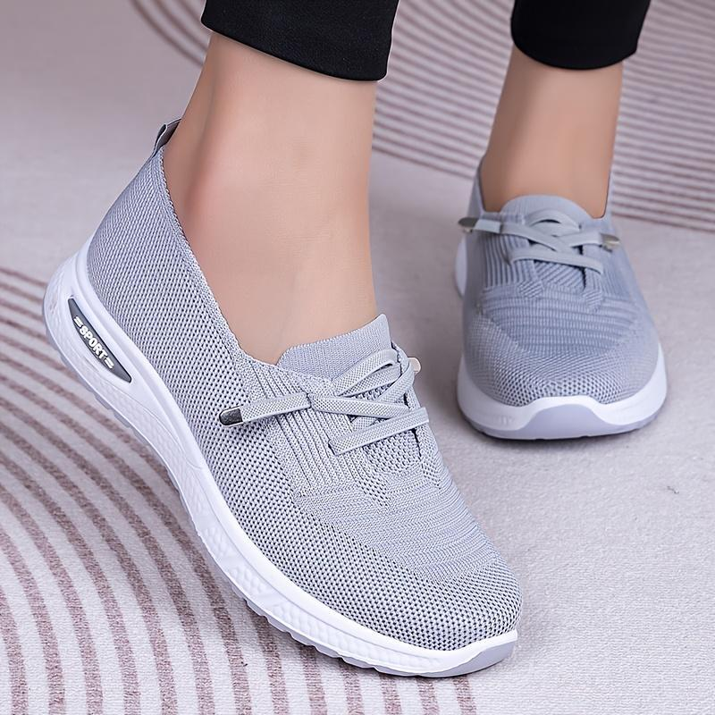 🔥Last day 49% OFF🔥-Slip On Sneakers Women Breathable Mesh Knitted Woven Low Top Walking Shoes Lightweight Wide Width Non-Slip Shoes